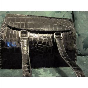 Carlos Falchi Alligator print patent leather bag